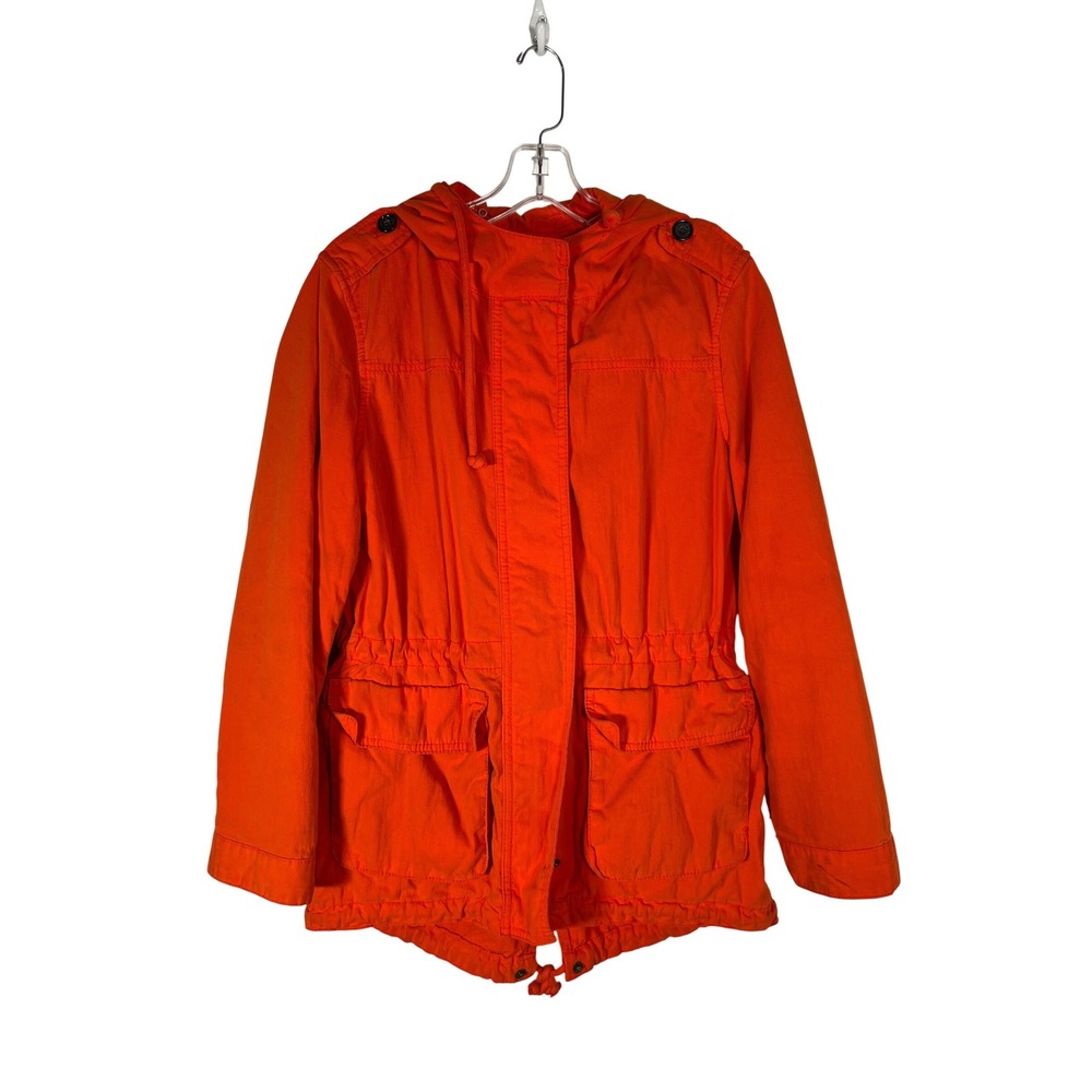 Old Navy‎ Orange Hooded Utility Field Jacket Quilted Lining Full Zip Small